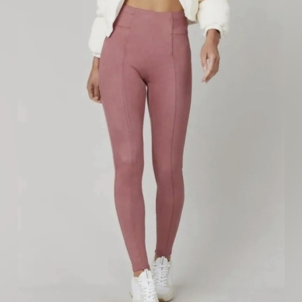 Spanx Faux Suede Leggings Rich Rose‎ Size Small Petite Women